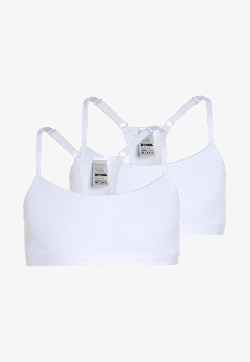 Hvit bralette-duo med justerbare stropper. Laget av myk bomullsblanding. Har en rund utringing og subtil logo-detalj på båndet.