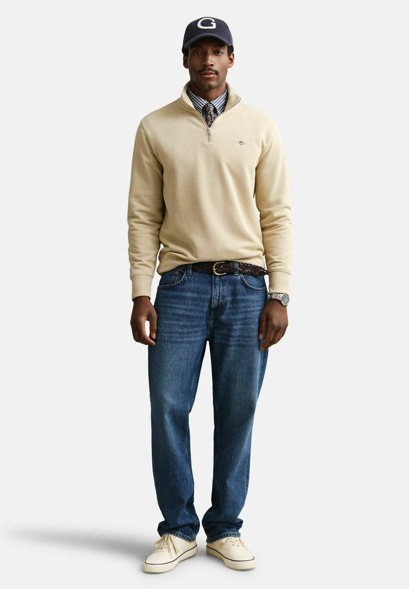 GANT REG SHIELD HALF ZIP - Mikina - oat beige