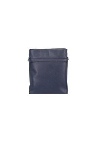 Borsa a mano blu navy realizzata in materiale sintetico testurizzato. Caratterizzata da una zip superiore e una tasca esterna per ulteriore spazio di archiviazione.