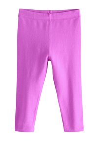 Roosad puuvillased retuusid, millel on sile tekstuur, keha järgnev lõige ja elastne talje. Püksisäär jõuab vasikaliigani. Ilma mustrite ja detailideta.