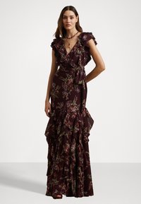 Lauren Ralph Lauren FLORAL RUFFLE TRIM GEORGETTE GOWN - Apģērbs svinīgiem gadījumiem - burgundy multi