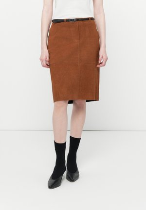 VANA MIDI SKIRT - Gonna di pelle - tortoise shell