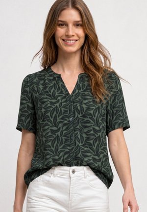 Street One, KURZARM BLUSE MIT SPLIT NECK UND KNÖPFEN - Blouse - deep bound green