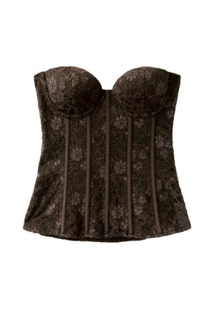 Stradivarius, FITTED LACE CORSET - Débardeur - dark brown