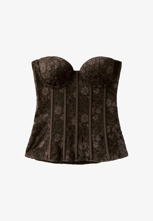 Stradivarius, FITTED LACE CORSET - Débardeur - dark brown