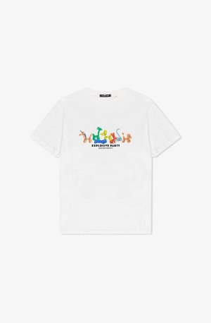 Kaotiko WASHED EXPLOSIVE PARTY UNISEX - T-shirt estampada - white
