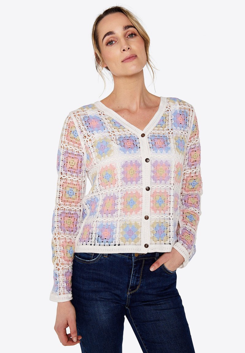 Apricot GRANNY SQUARES Gilet cream/rose ZALANDO.FR