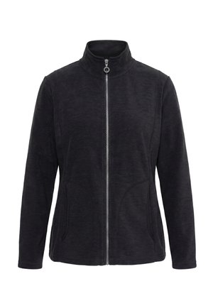 Ulla Popken, ZIP-UP COLLARED FLEECE JACKET - Fleecejakke - black