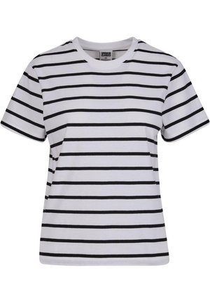 Urban Classics STRIPED BOXY - T-shirt z nadrukiem - black white