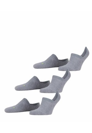 Graue No-Show-Socken mit nahtlosem Design und gerippten Bündchen. Enthält Details des grünen Logos, weichen Stoff und einen tiefen Schnitt, der unter dem Knöchel sitzt.
