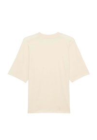 Krāsa: bežīgs, īsām piedurknēm, T-krekls, kas izgatavots no mīkstas kokvilnas. Tam ir apaļš kakla izgriezums un brīvs piegriezums ar nolaīk̦tām plecu šuvēm.