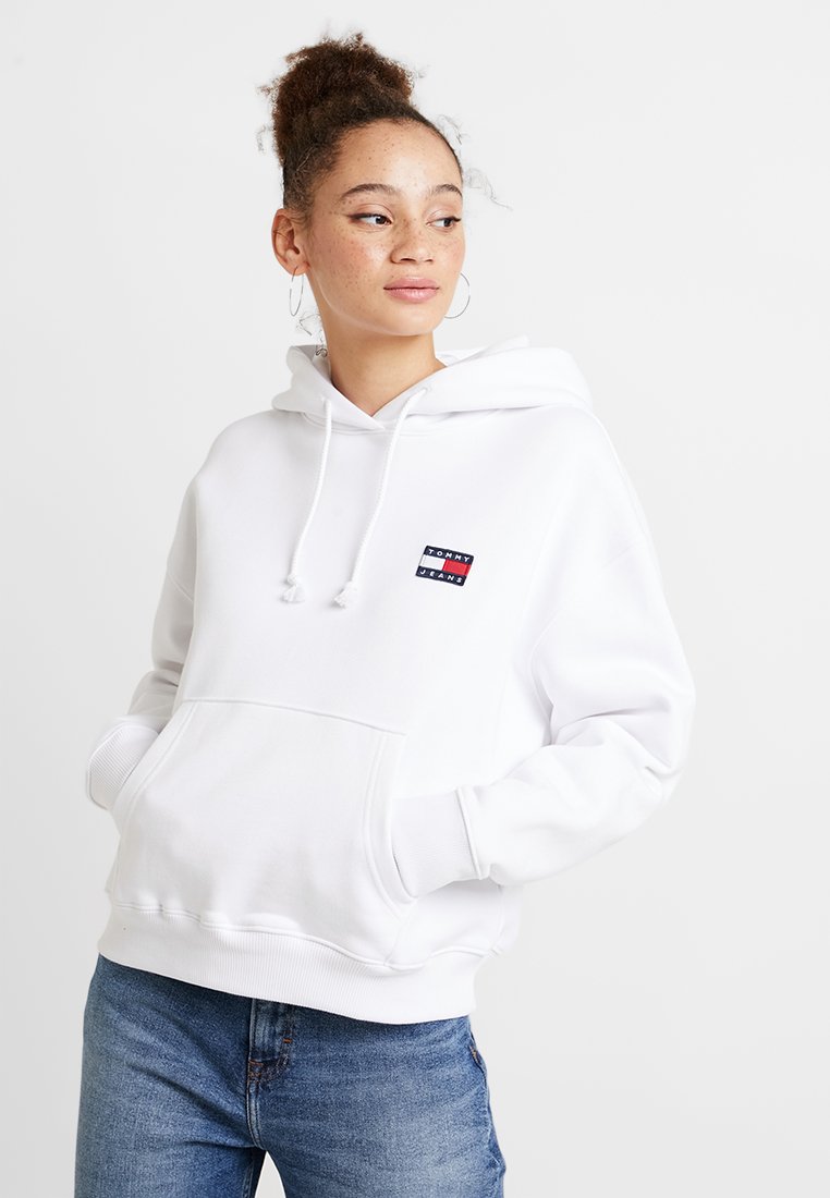 tommy badge hoodie white