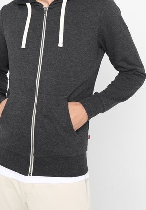 Sweater met rits - mottled dark grey