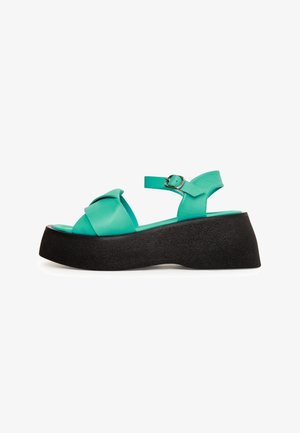 Cesare Gaspari, Sandalen met plateauzool - green
