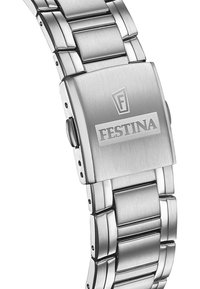 Nerūdijančio plieno laikrodžio apyrankė su šlifuotu paviršiumi. Yra sulankstomas užsegimas su raižytu "Festina" logotipu. Išskirtinis dizainas ir sidabrinė spalva.