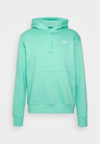 Mintgrön sweatshirt med huva, framficka, ribbade manchetter och en vit Nike-logotyp på bröstet. Mjukt material av bomullsblandning.
