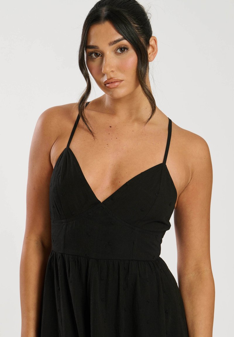 South Beach DOBBY BRODERIE STRAPPY BACK - Maxi dress - black - Zalando