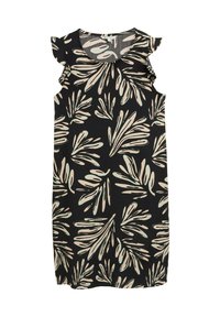 Denní šaty - abstract black beige print
