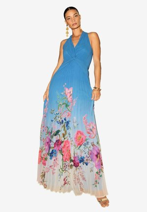 FLORAL PLACEMENT HALTERNECK PLUNGE - Maxiklänning - navy blue