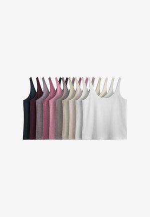 THE SET, REGULAR FIT - 10 PACK ESSENTIAL SCOOP WIDE STRAP VESTS - Toppi - plum purple pink navy blue neutrals
