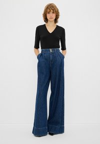 adL PLEATED WIDE LEG  - Wide leg - NAVY BLUE