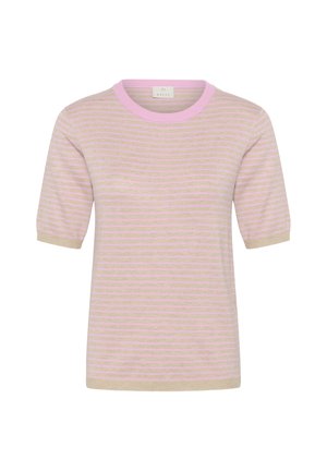 Kaffe, KALIZZA NARROW STRIPED - T-shirt imprimé - feather mel pink fine stripe