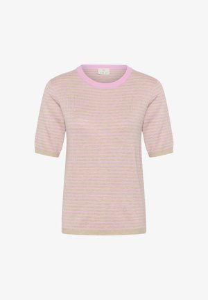 Kaffe, KALIZZA NARROW STRIPED - T-shirt imprimé - feather mel pink fine stripe