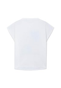 T-shirt bianco a maniche corte con una vestibilità comoda e scollatura rotonda. Realizzato in morbido tessuto di cotone, presenta un design semplice senza dettagli aggiuntivi.