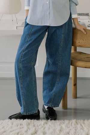 HW BARREL  - Wide leg - blue denim