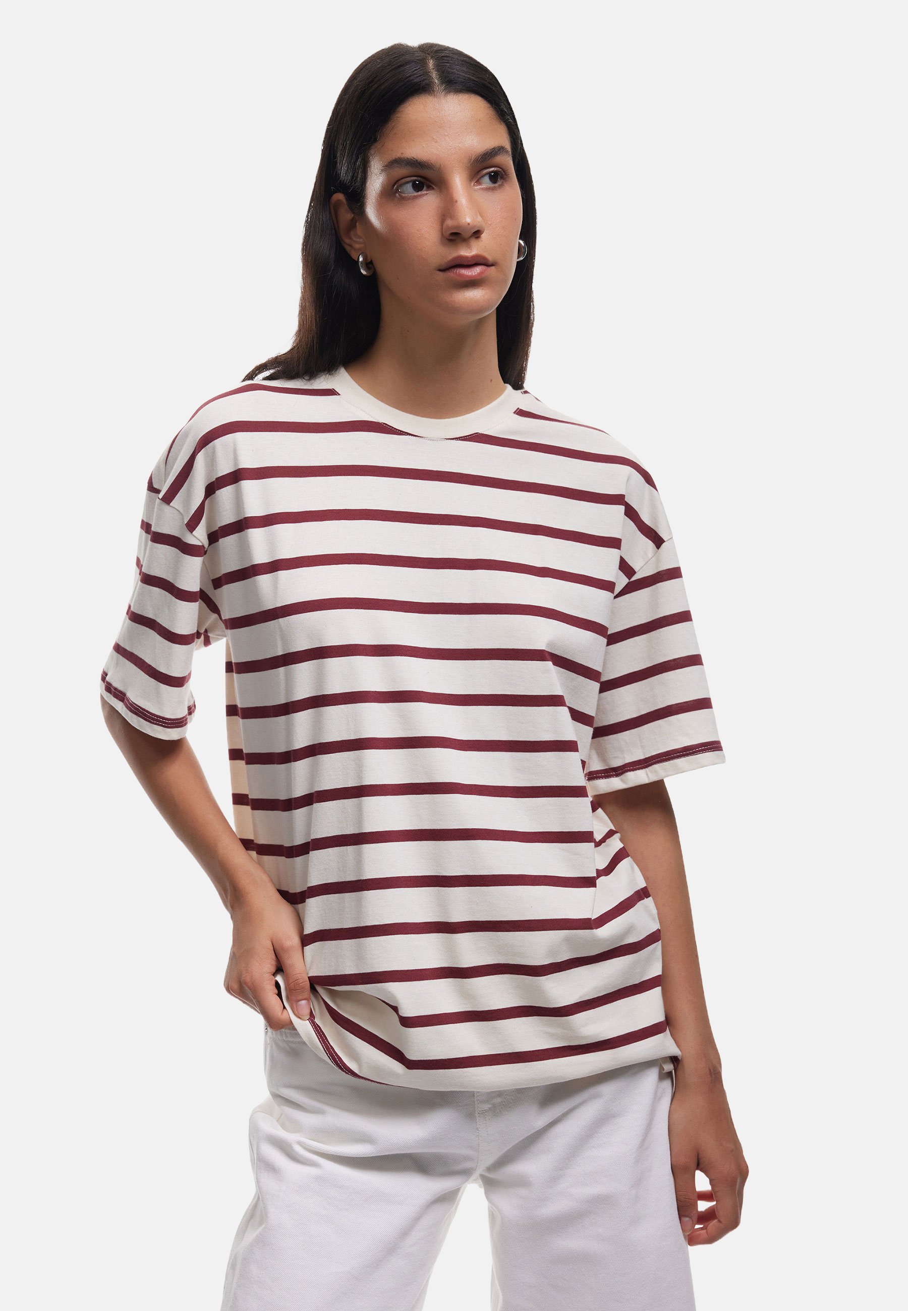 Koton T-Shirt Donna In Cotone – Maglietta A Maniche Corte Girocollo – Colore Ecru – Taglia XL - 4