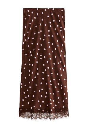 New Look, POLKA DOT TRIM MIDI - Falda acampanada - brown pattern