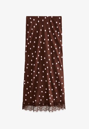 New Look, POLKA DOT TRIM MIDI - Falda acampanada - brown pattern