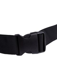 Schwarzer verstellbarer Nylon-Gürtel mit strapazierfähiger Kunststoffschließe, der eine strukturierte Gurtoberfläche und ein einfaches Design für sicheren Halt bietet.