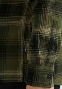 Groen geruite flanel shirt met een zachte textuur, lange mouwen met knopenmanchetten en een logo-label nabij de zoom.