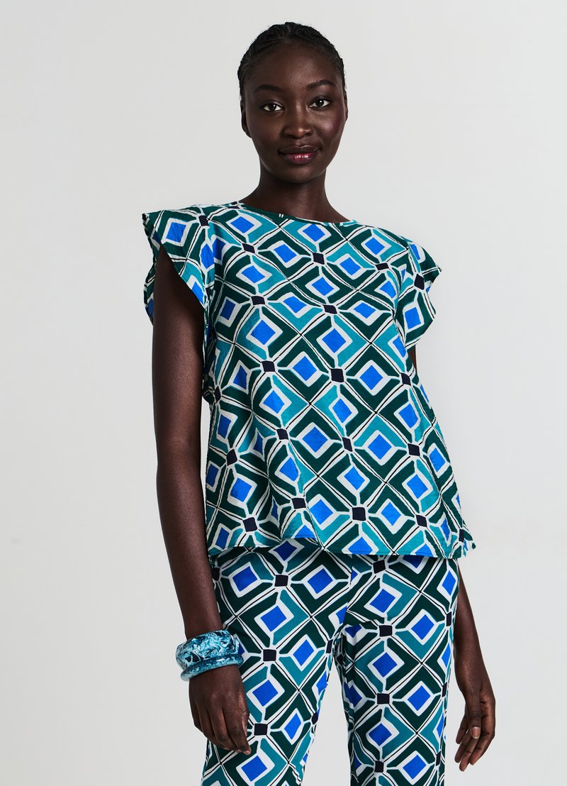 Calliope FANTASIA GEOMETRICA - Camicetta - var verde petrolio