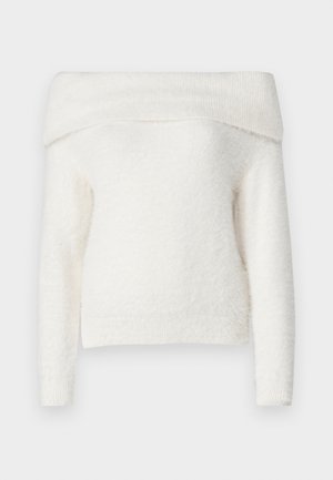 Noisy May NMHEIDI OFF SHOULDER - Stickad tröja - eggnog
