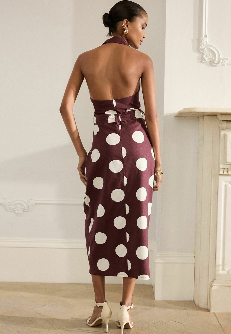 styling burgundy dress Neve Burgundy Velvet Halter Dress