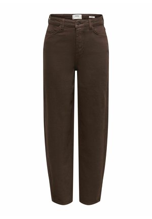 JDY, BAGGY FIT JEANS JDYSUSIE MID WAIST BARREL FIT JEANS - Wide leg - chocolate brown