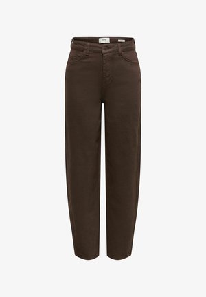 JDY, BAGGY FIT JEANS JDYSUSIE MID WAIST BARREL FIT JEANS - Wide leg - chocolate brown