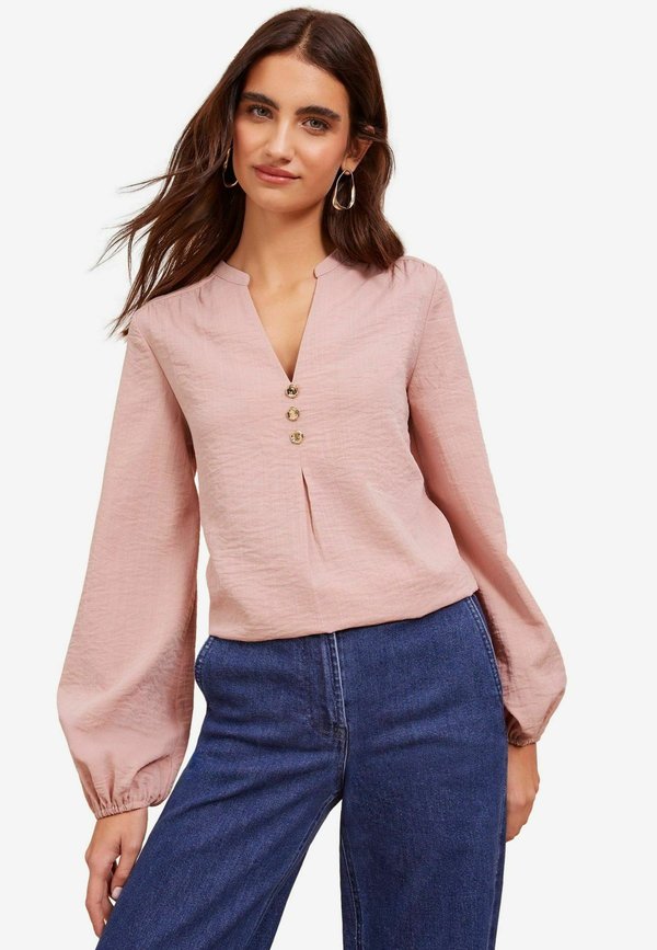 REGULAR FIT - LONG SLEEVE NOTCH NECK - Bluse