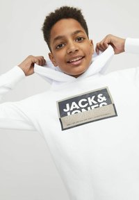 Jack & Jones Junior GEDRUCKT - Džemperis ar kapuci - white