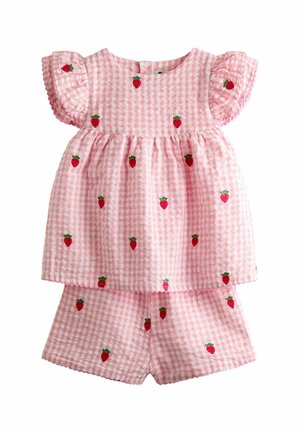 REGULAR FIT - FRILL SLEEVE EMBROIDERED SET - Shorts - pink gingham strawberry