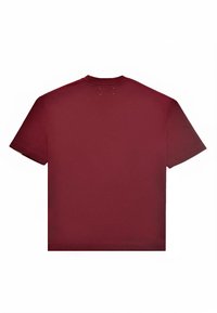 Záplavový krátký rukáv tričko s kulatým výstřihem, má hladkou texturu a viditelné švy na horní části zad.