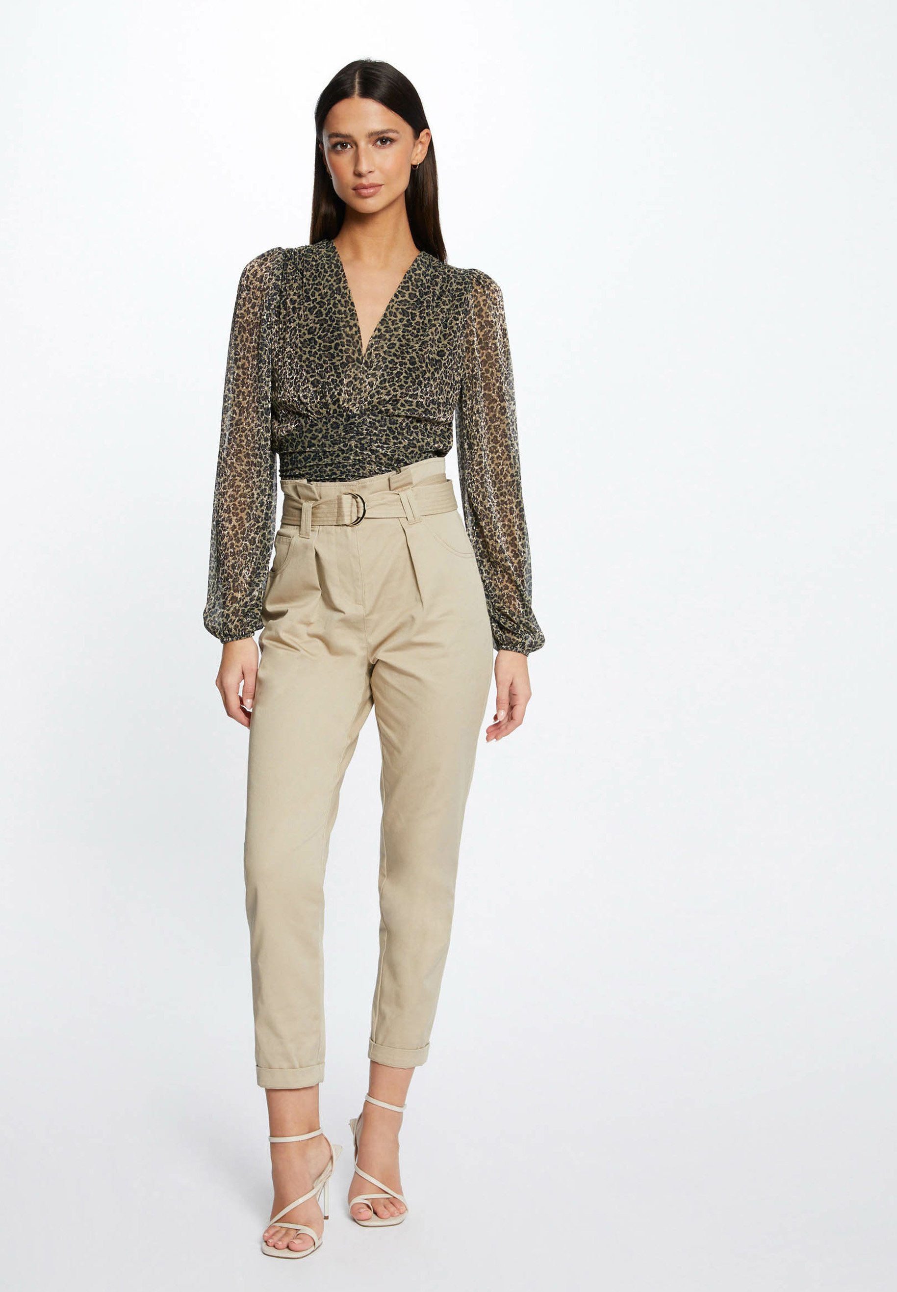 Pull Doux Moucheté Femme, Marron Blanc Noir, Taille 42/44, 100% Polyester, Fait En Italie