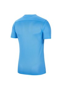 T-shirt atletico blu con maniche corte, scollatura rotonda e una texture in rete sul retro per favorire la traspirabilità.