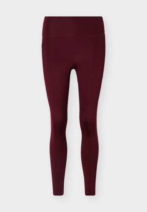 Even&Odd active, ESSENTIAL TRAINING FULL LENGH HIGH MID RISE LEGGINGS WITH SIDE POCKETS - Κολάν - bordeaux