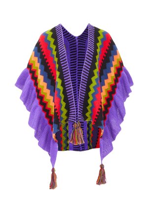 PONCHO - Viitta - dunkellila mehrfarbig