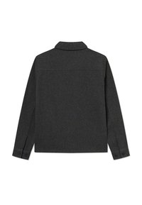 Grijze, gestructureerde lange mouw shirt met een kraag, voorzien van een rugpas en knoop manchetten, ontworpen met een nette, minimalistische uitstraling.