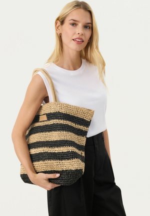 GIORGIA - Shopping Bag - black and nautral stripe