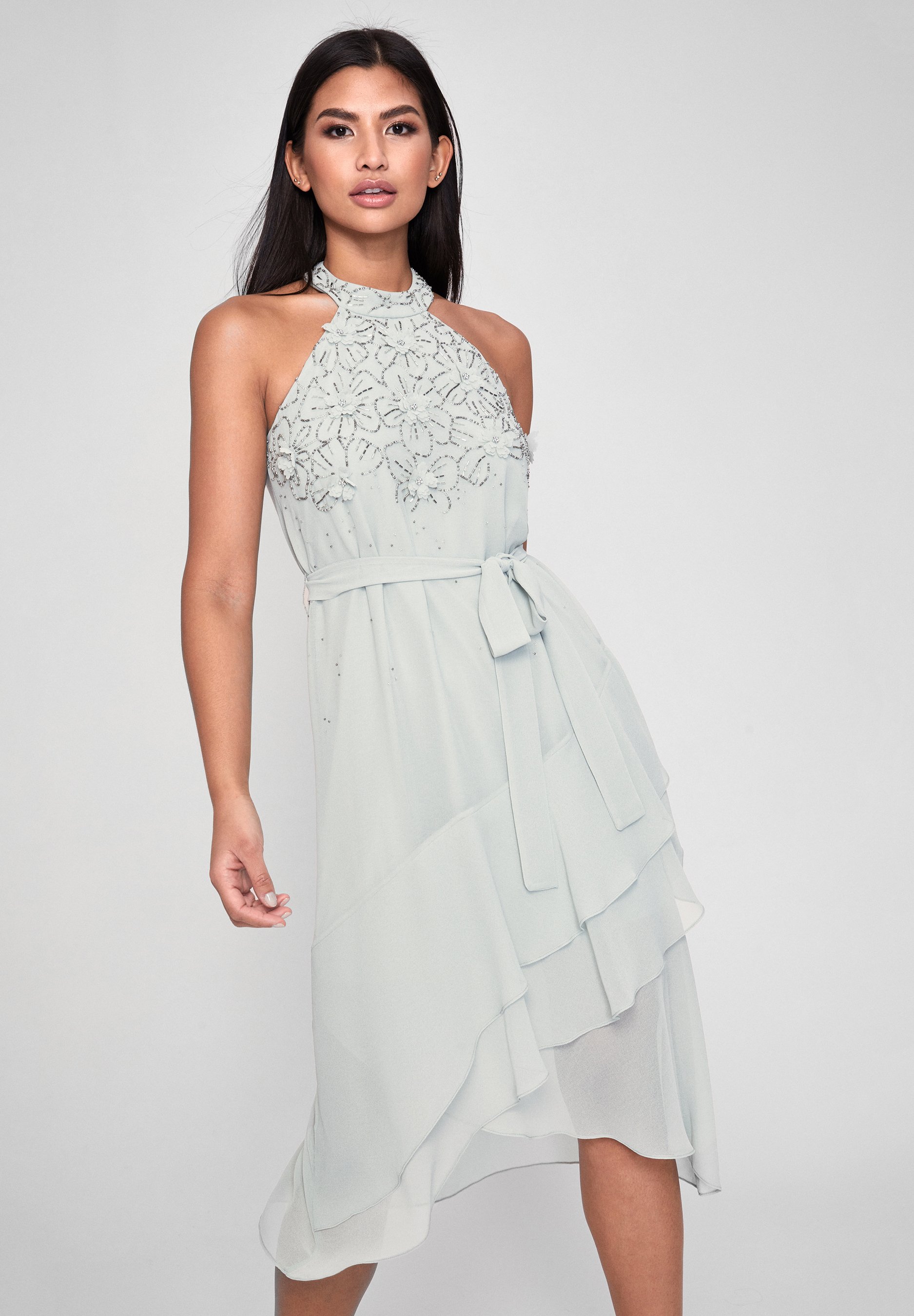 Lipsy Printed Hand Embellished Fit Flare Dress Cocktailkleid Festliches Kleid Green Turkis Zalando De 